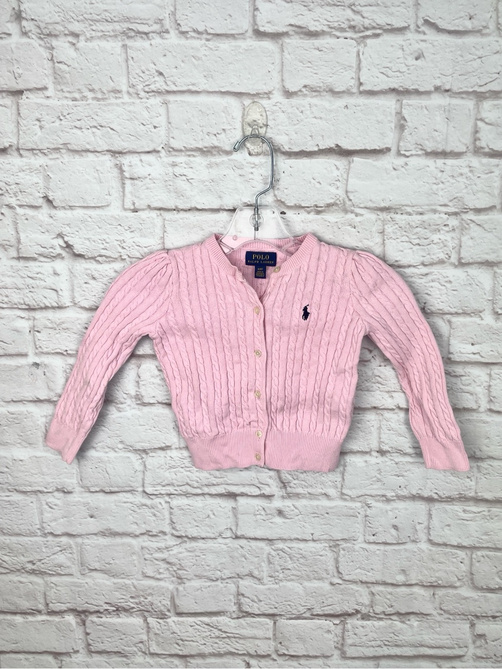 Polo Ralph Lauren Girls Baby Pink Cable Knit Cardigan Size 4/4T